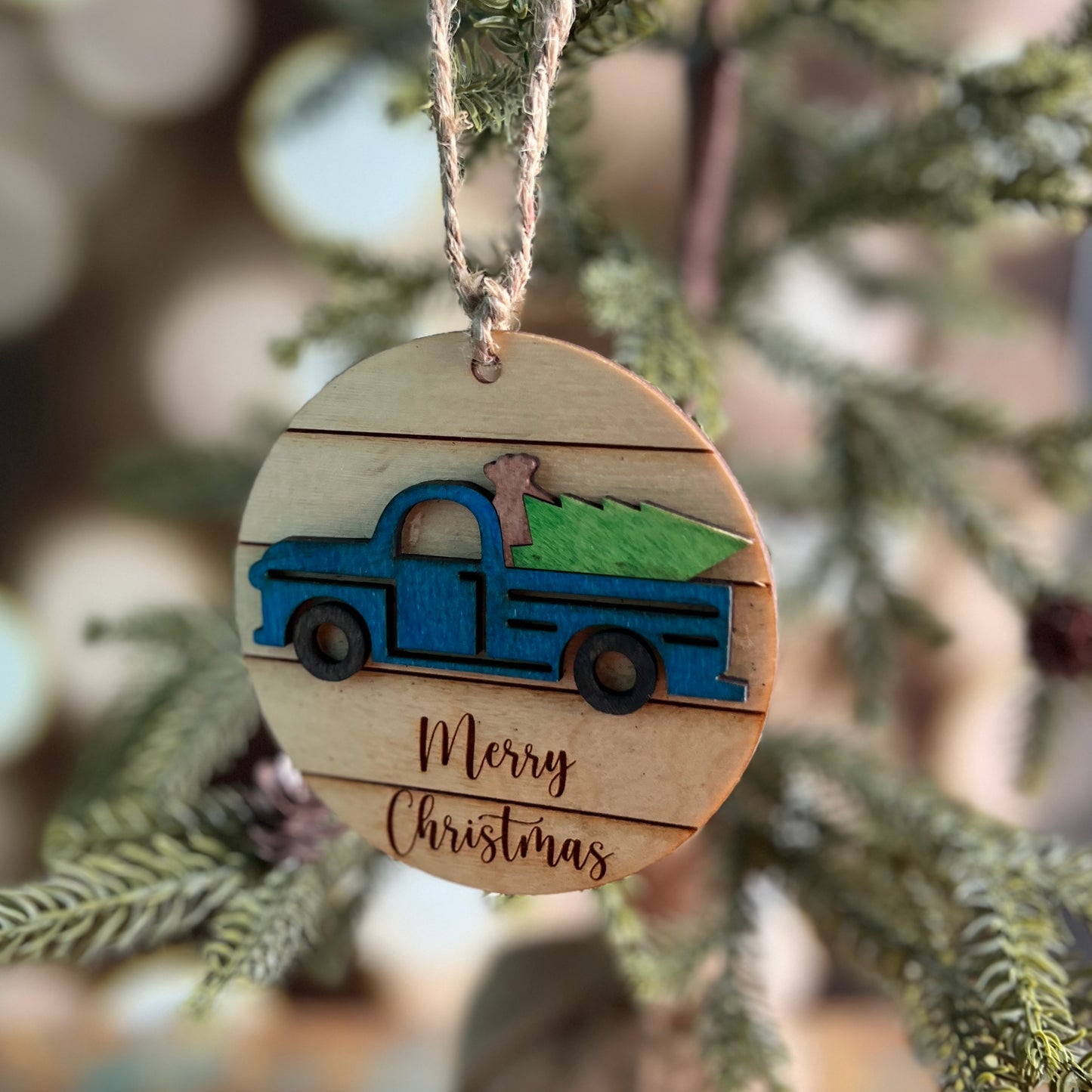 Old Pickup Truck Merry Christmas Ornament