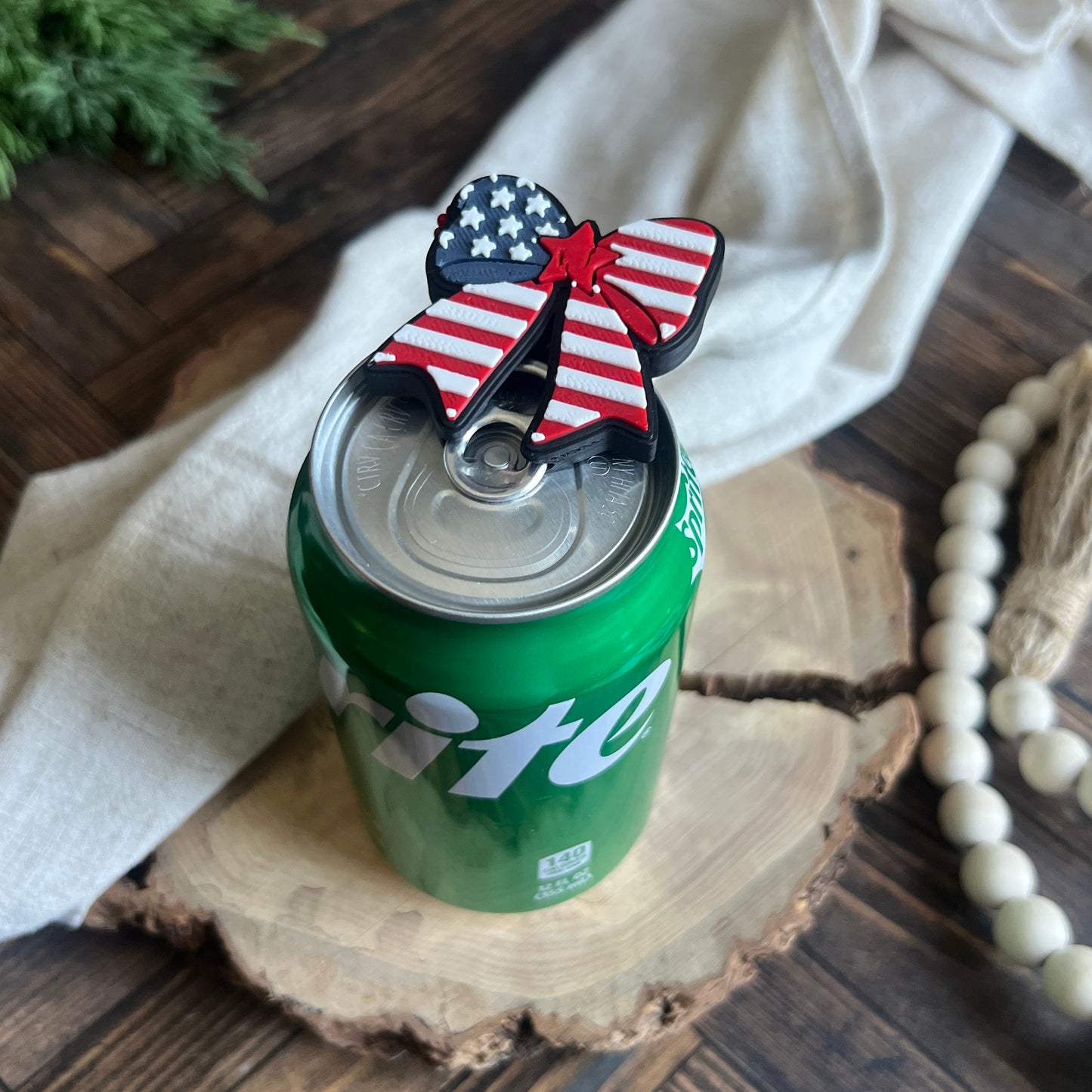 Patriotic Bow Soda Can Opener Keychain