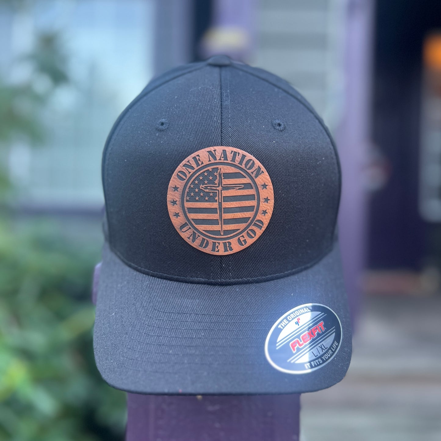 One Nation Under God Flex Fit Black Yupoong Large/Xlarge Hat