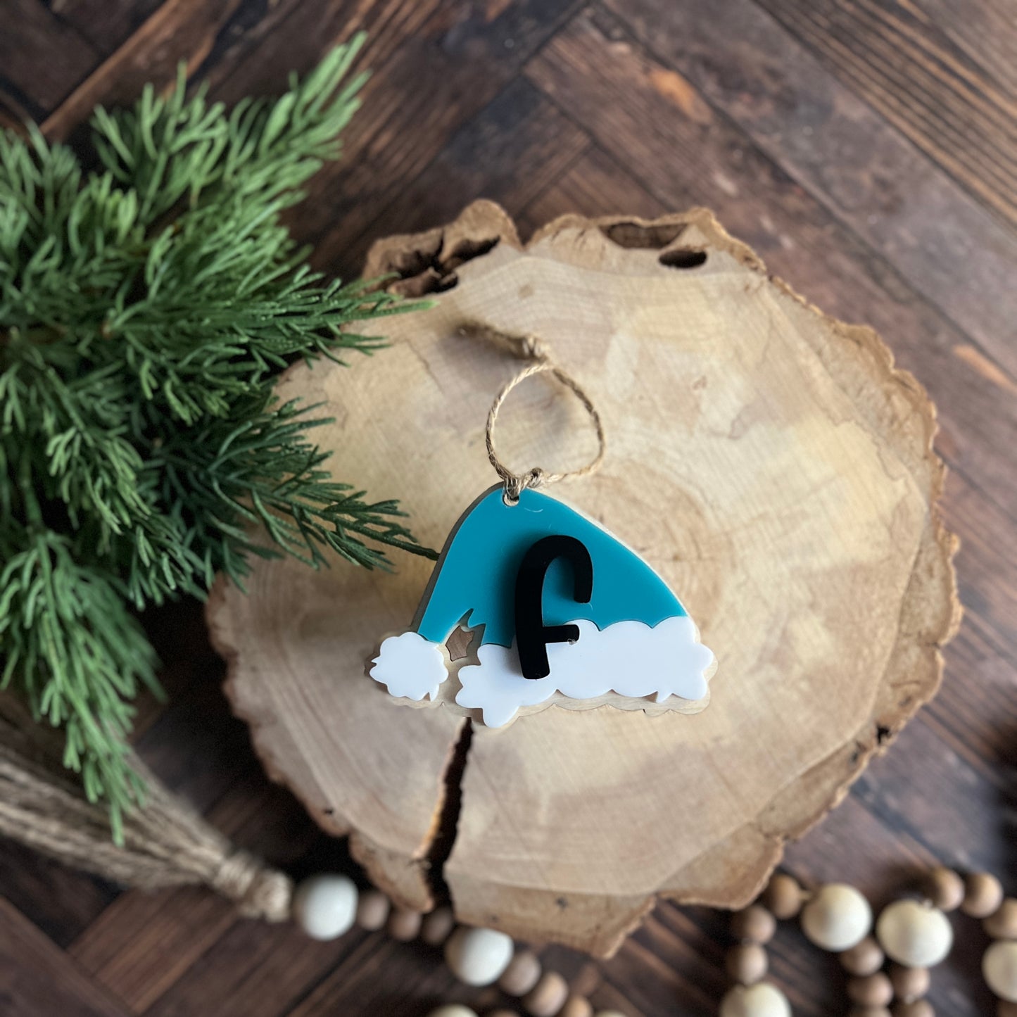 Christmas Monogram Santa Hat Ornament