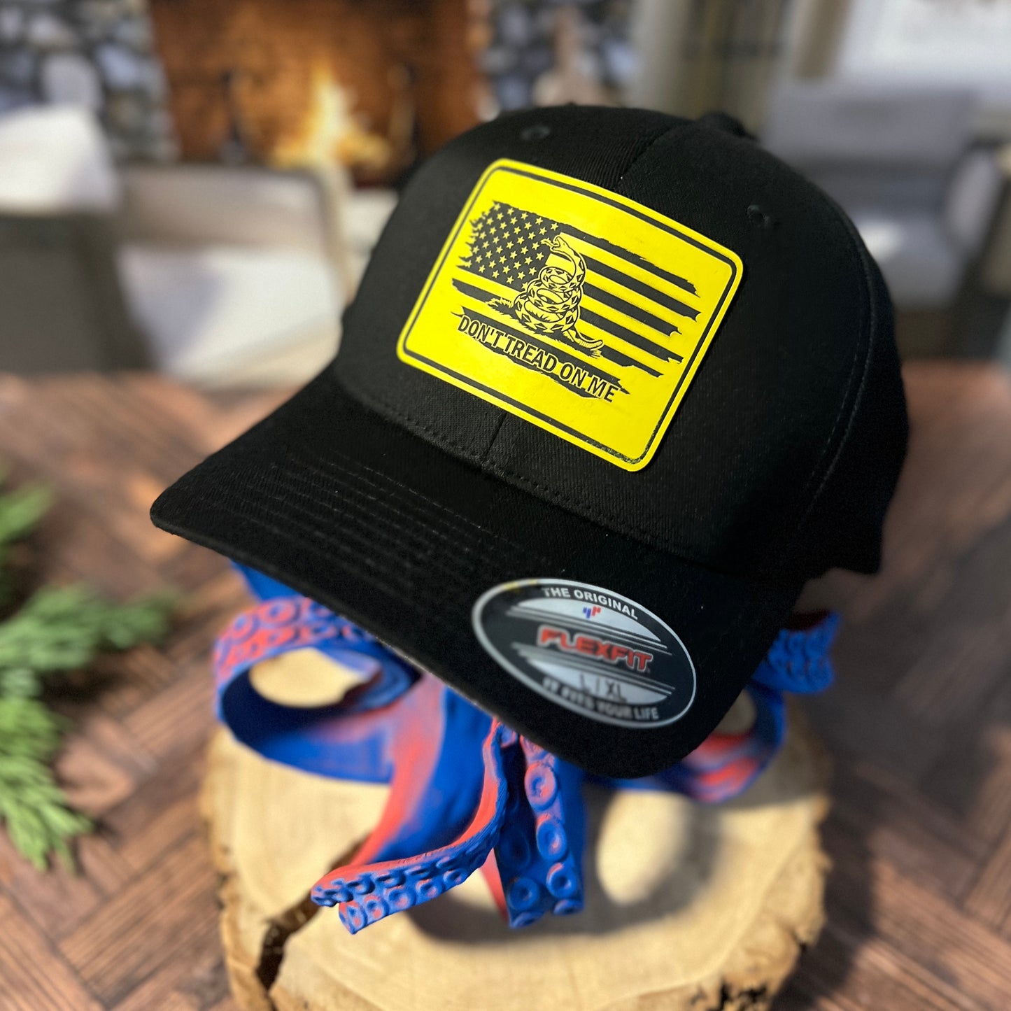 Don't Tread On Me Flex Fit Black Yupoong Large/Xlarge Hat