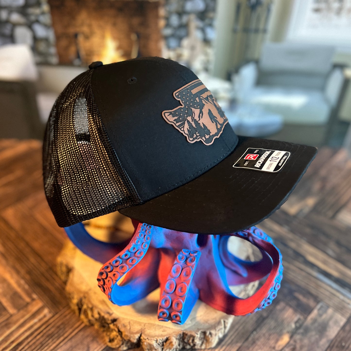 Bigfoot Washington State Richardson 112 Black/Black Trucker Hat