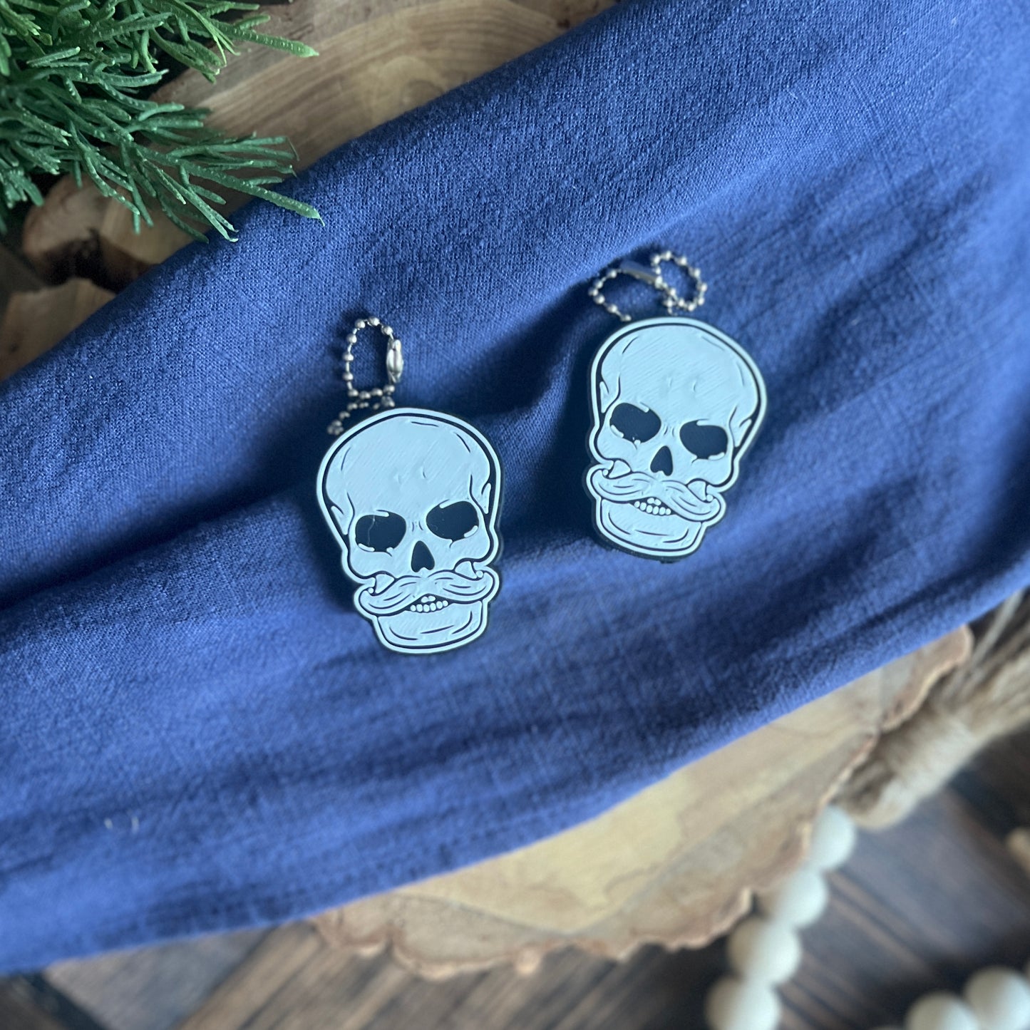 Mustache and Bearded Skull Soda Can Opener Keychain