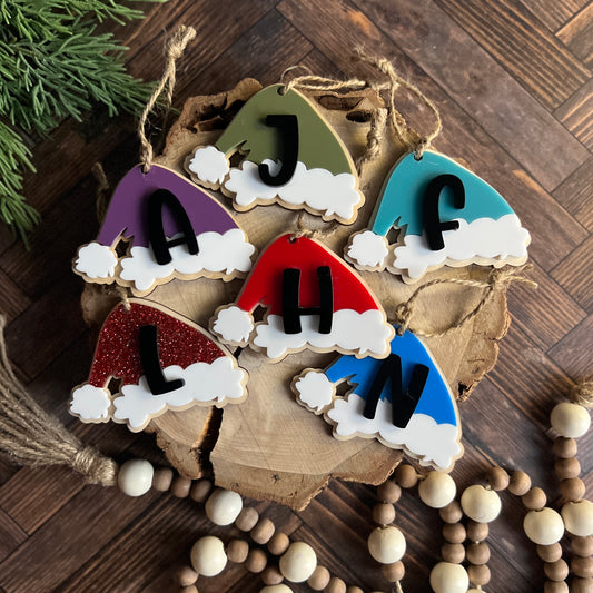 Christmas Monogram Santa Hat Ornament