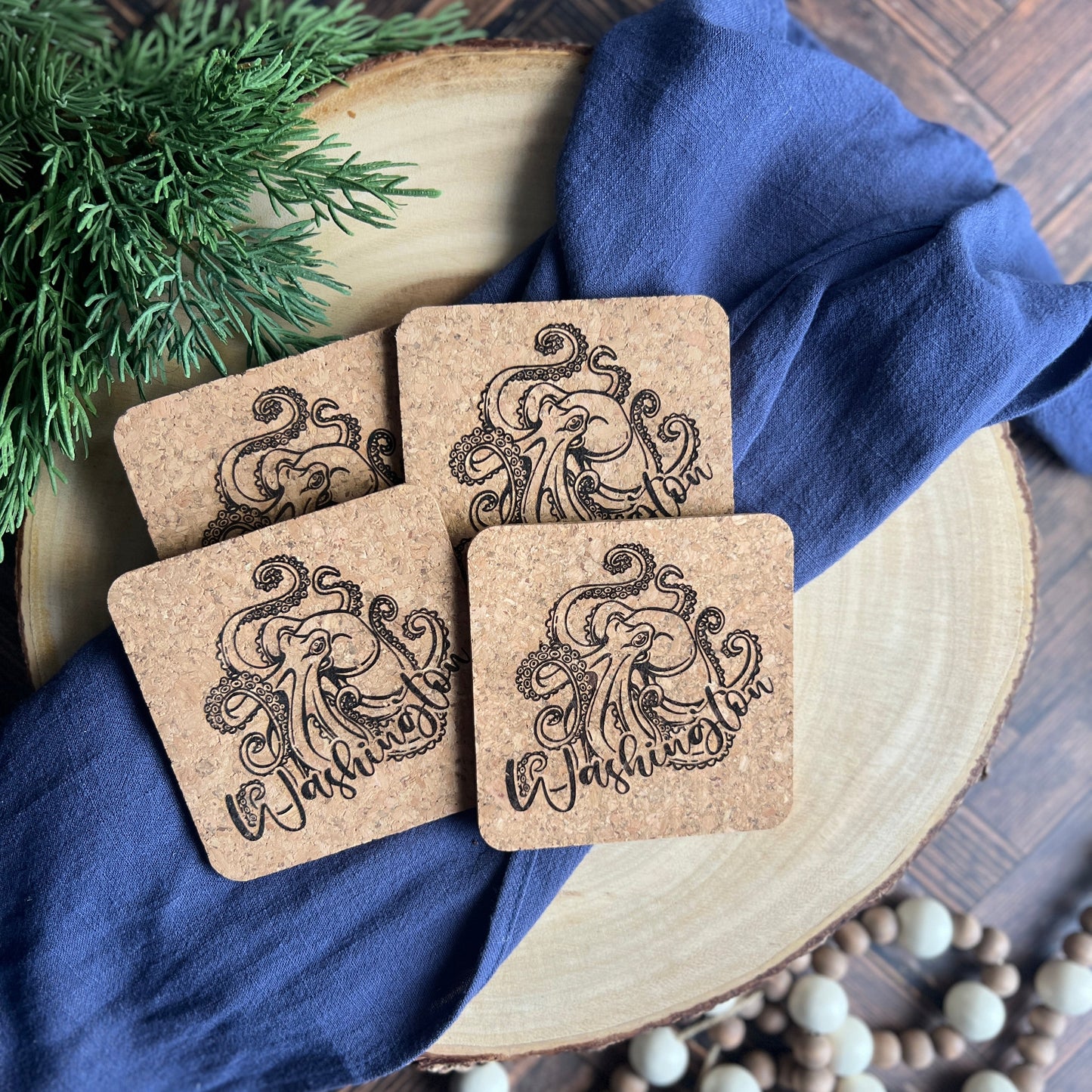 Kraken Washington Cork Coaster Set