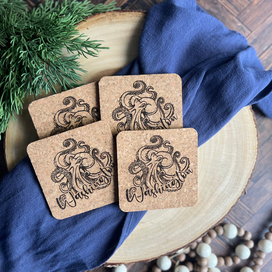 Kraken Washington Cork Coaster Set