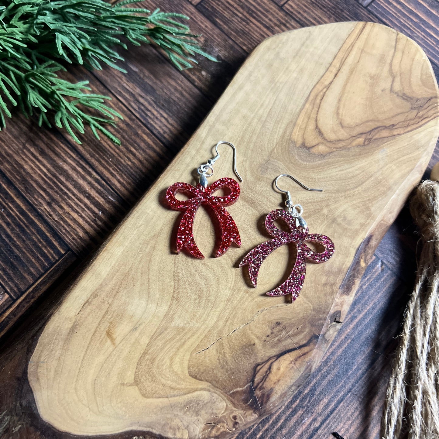 Pink & Red Bow Earrings