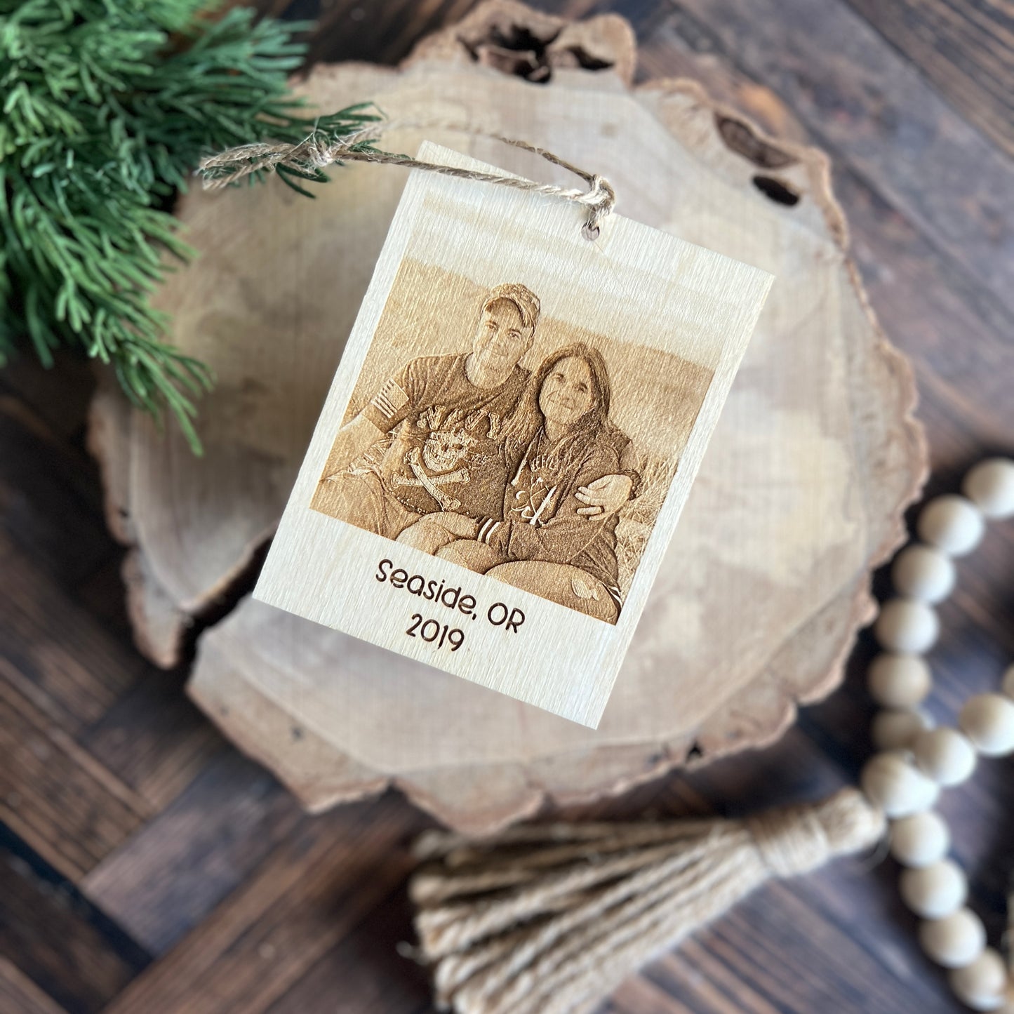Engraved Photo Christmas Ornament
