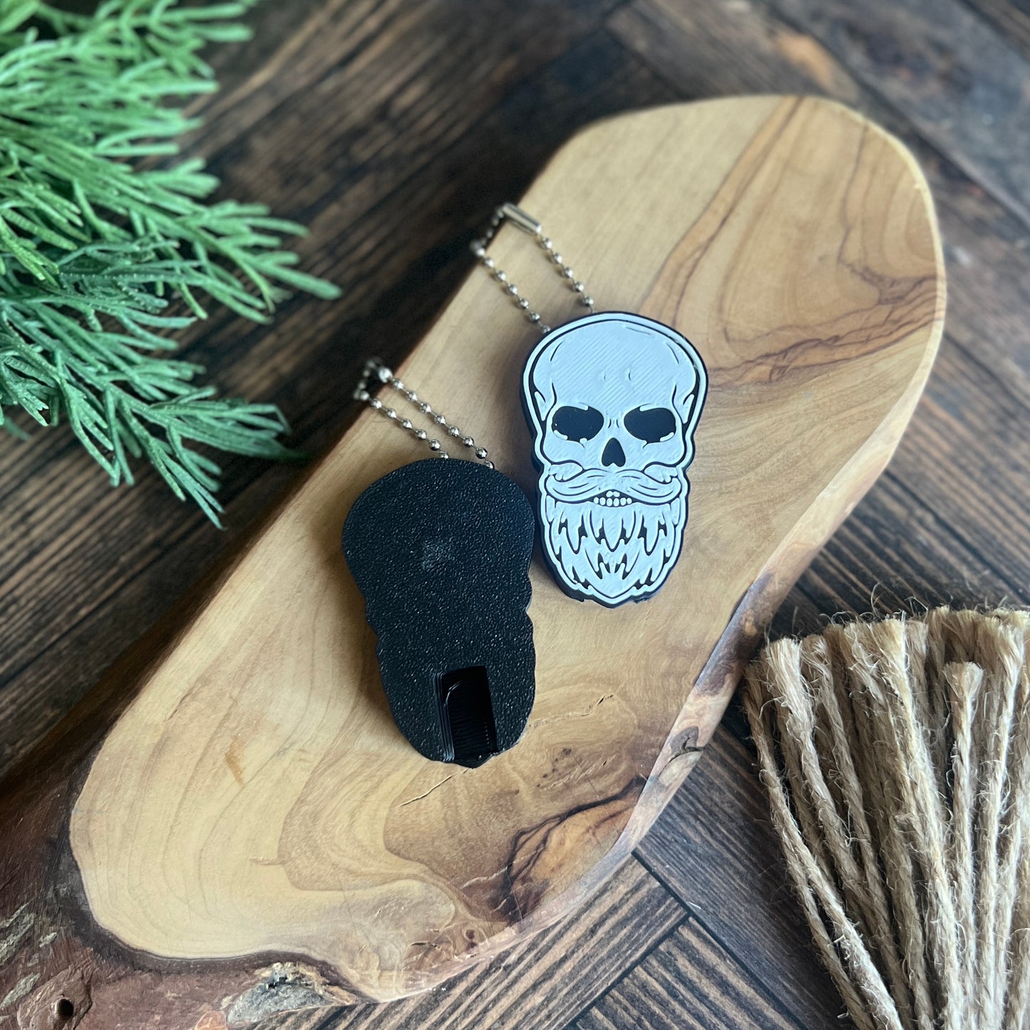 Mustache and Bearded Skull Soda Can Opener Keychain