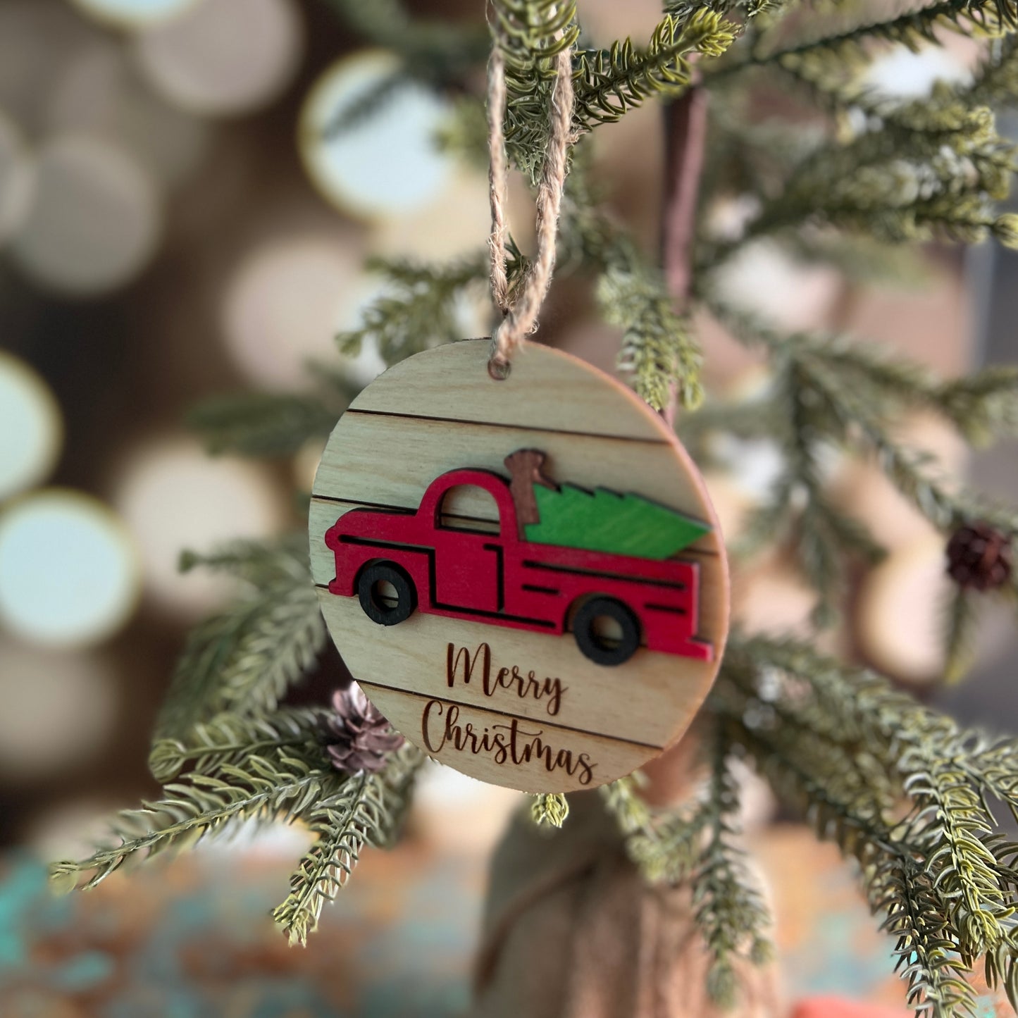 Old Pickup Truck Merry Christmas Ornament