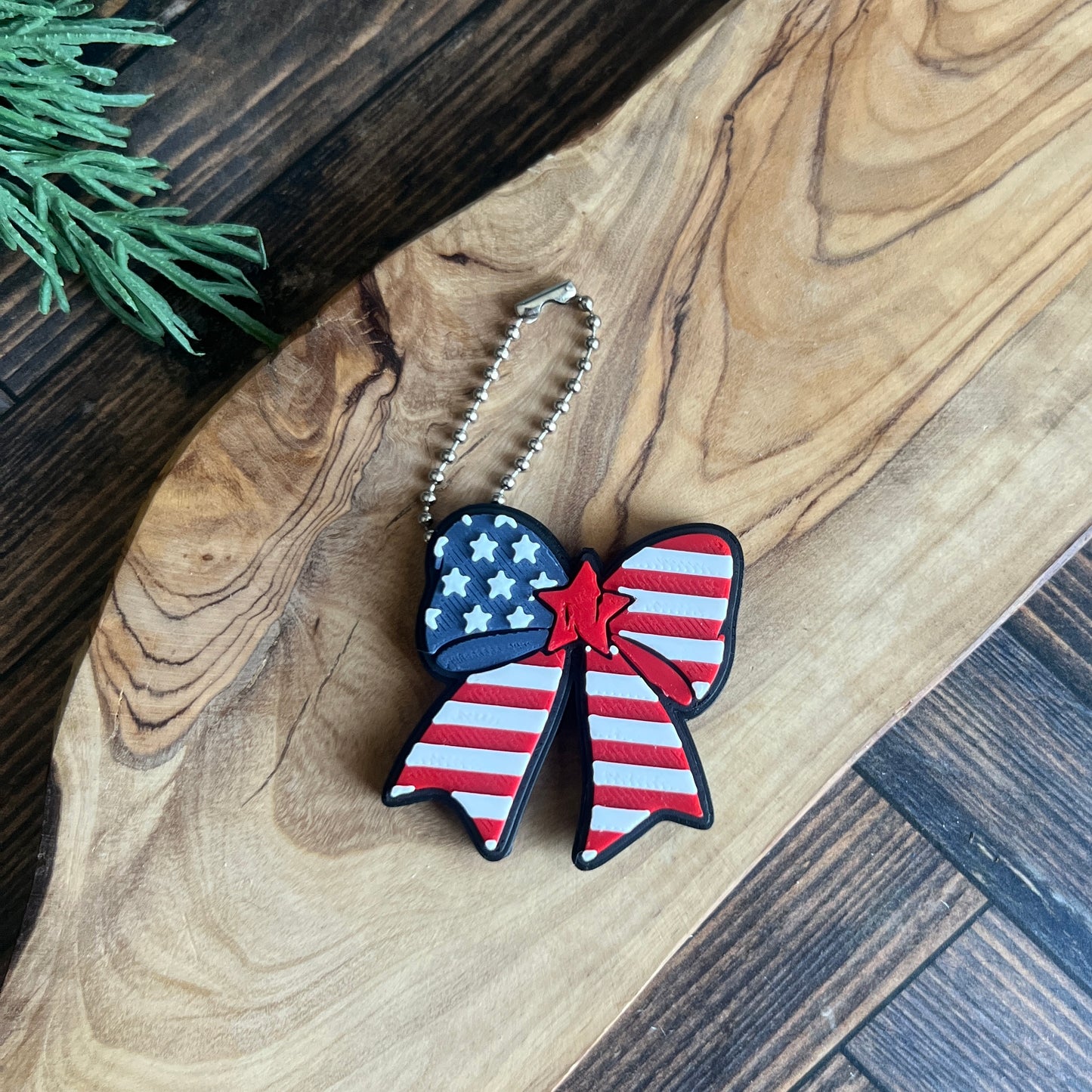 Patriotic Bow Soda Can Opener Keychain