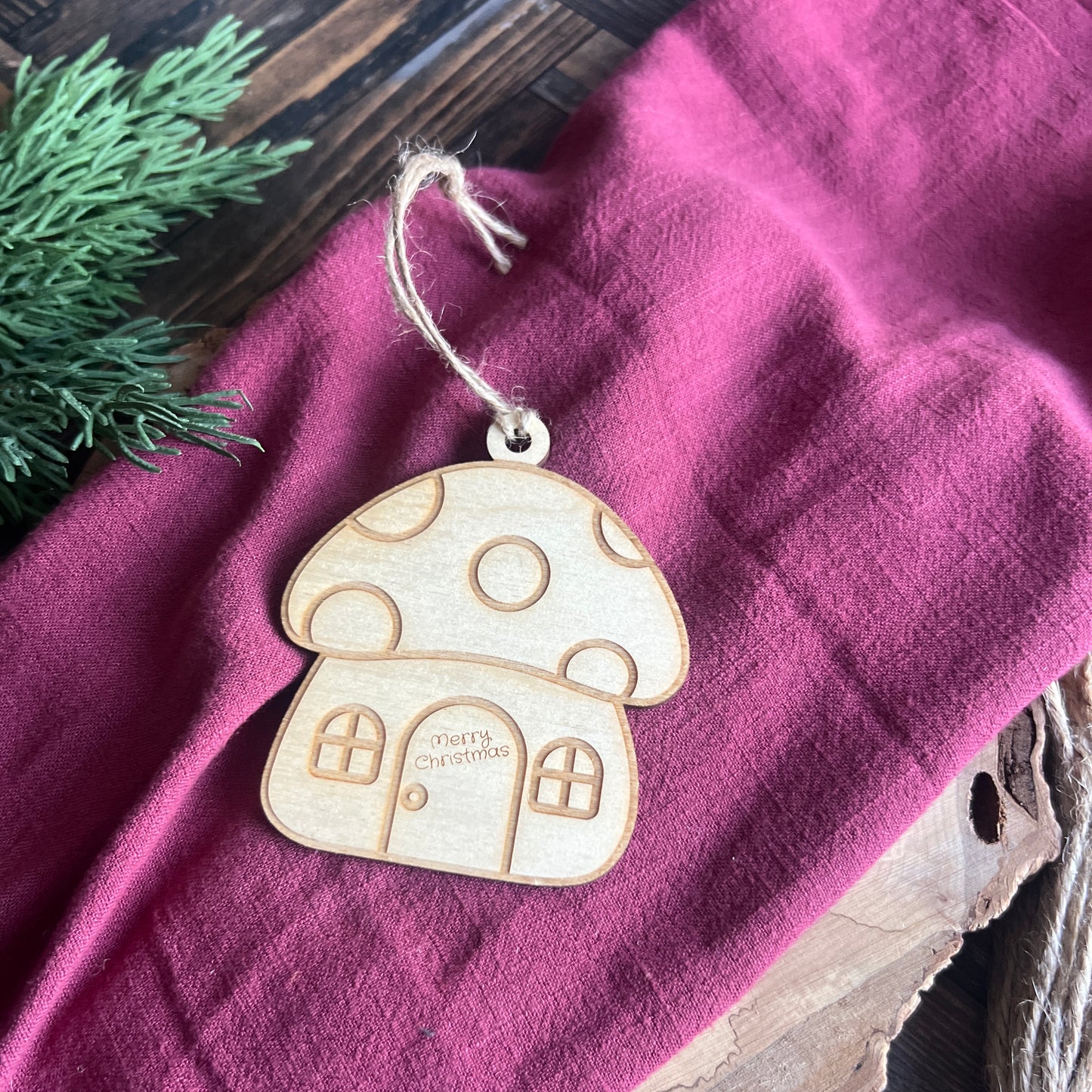 Mushroom Merry Christmas Ornament