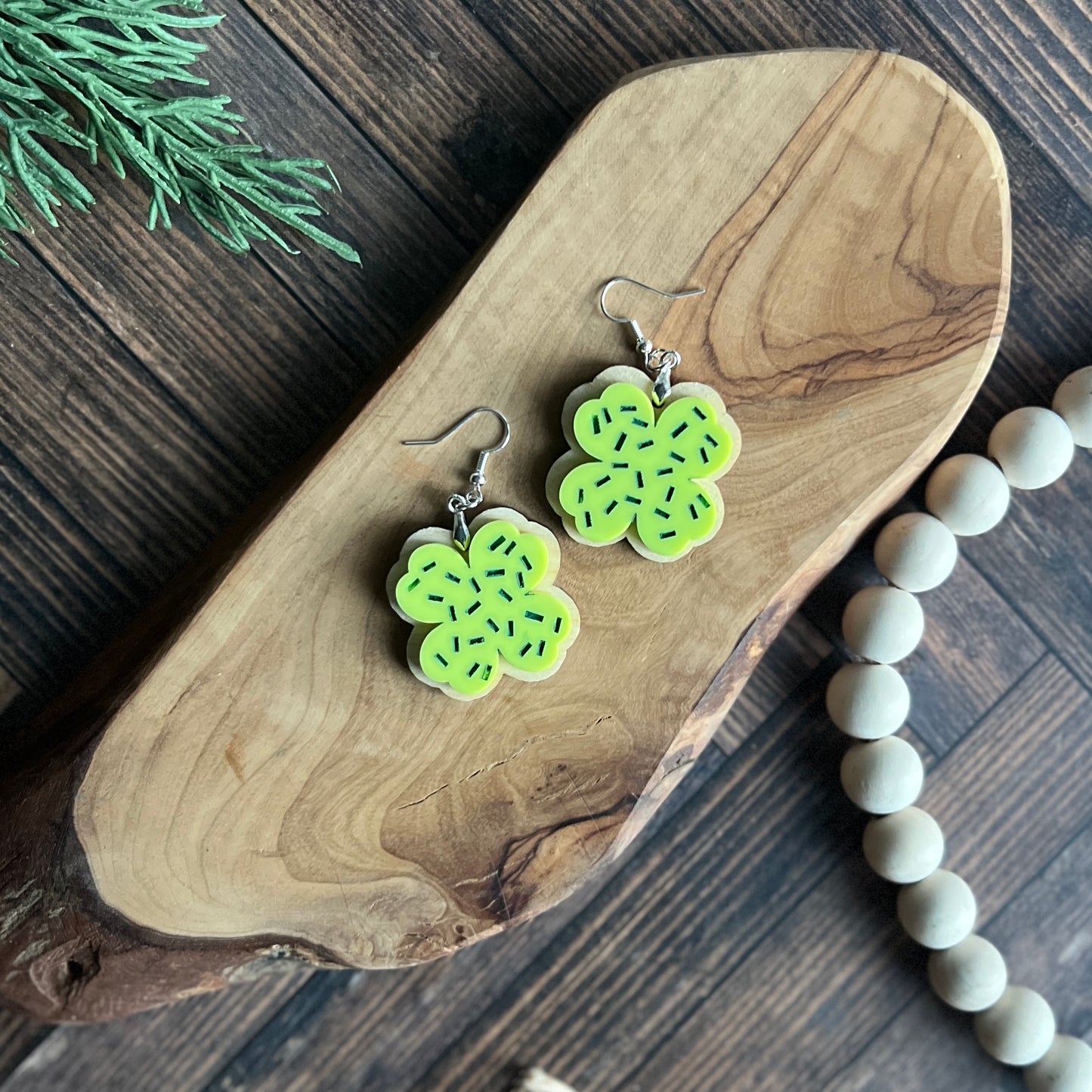 St Patrick's Shamrock Cookie Earring
