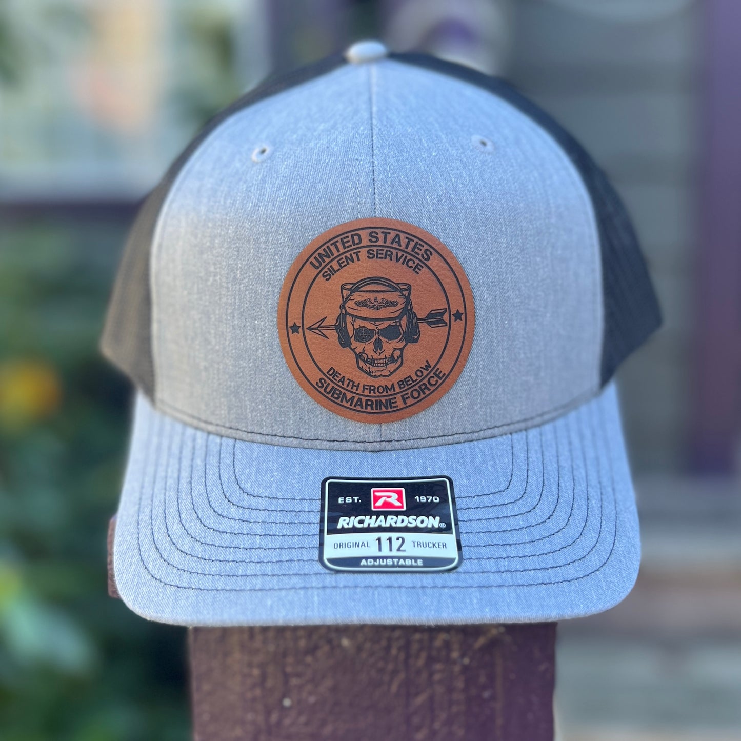 United States Submarine Force Silent Service Death From Below Heather Grey/Black Richardson 112 Trucker Hat