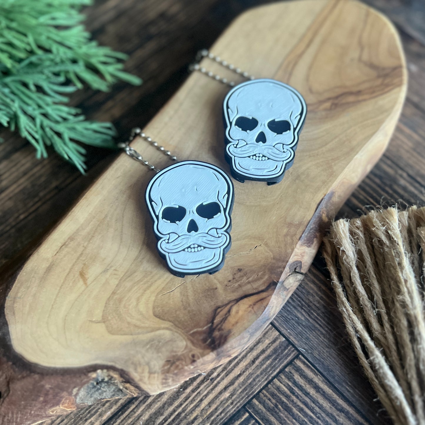 Mustache and Bearded Skull Soda Can Opener Keychain
