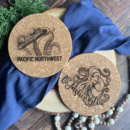 Pacific Northwest Kraken Cork Trivet
