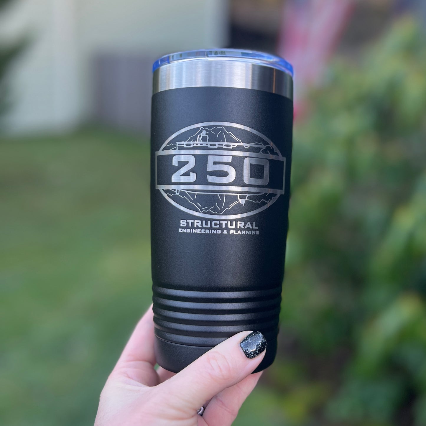 Code 250 Laser Engraved Travel Coffee Tumbler