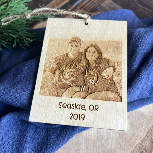 Engraved Photo Christmas Ornament