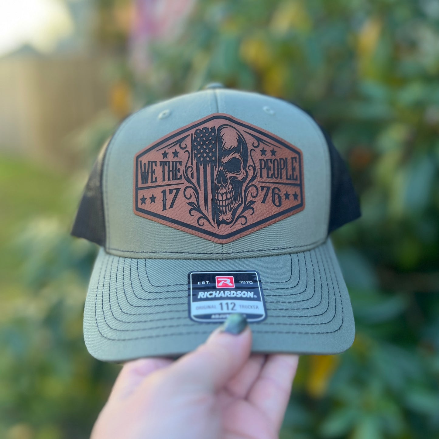 We The People Skull 1776 Loden/Black Richardson 112 Trucker Hat