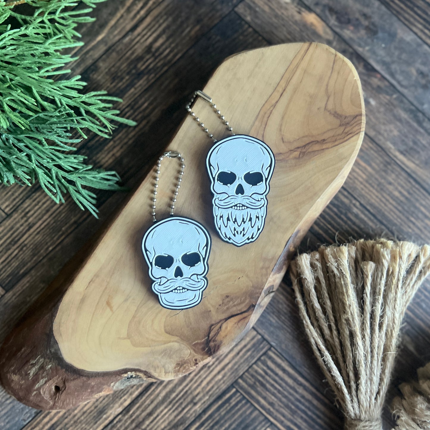 Mustache and Bearded Skull Soda Can Opener Keychain