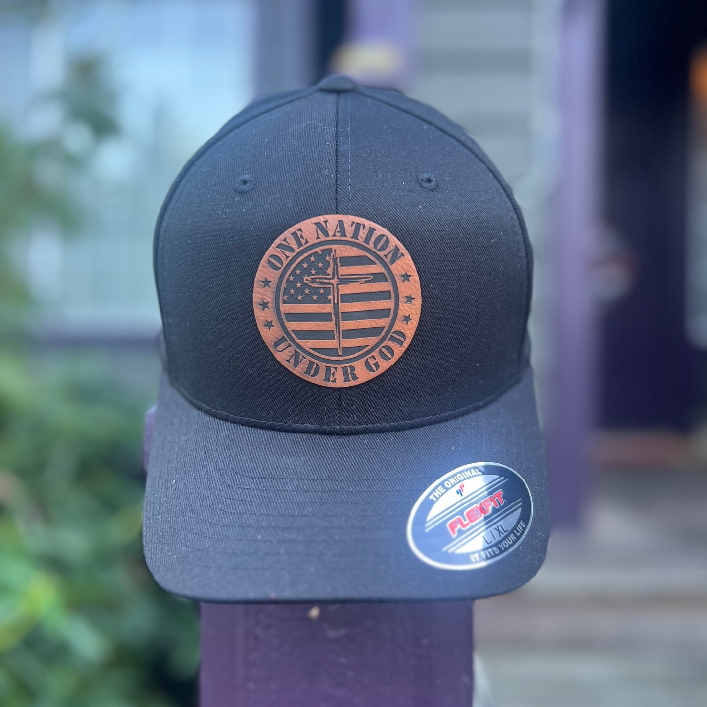 One Nation Under God Flex Fit Black Yupoong Large/Xlarge Hat