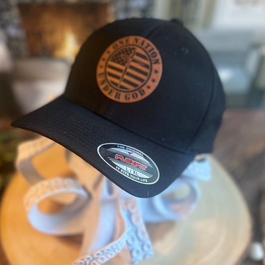 One Nation Under God Flex Fit Black Yupoong Large/Xlarge Hat