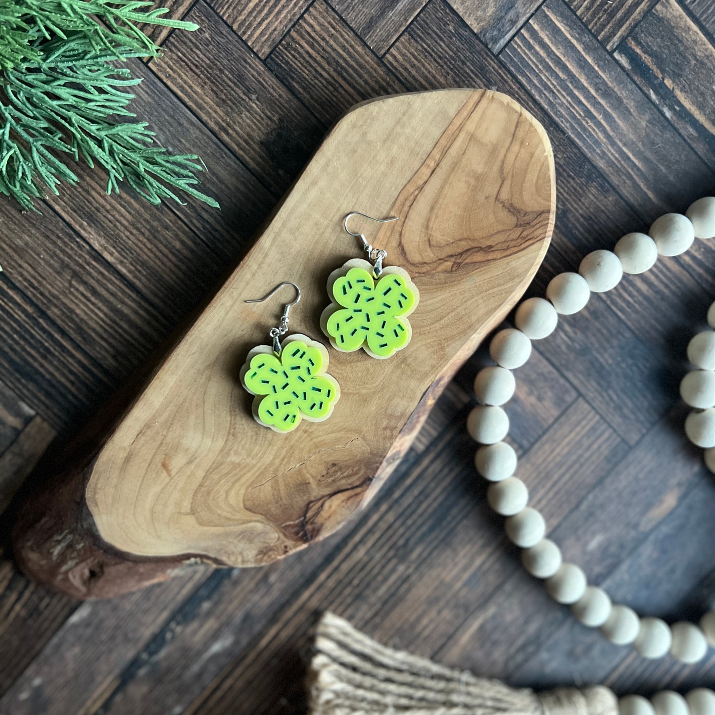 St Patrick's Shamrock Cookie Earring