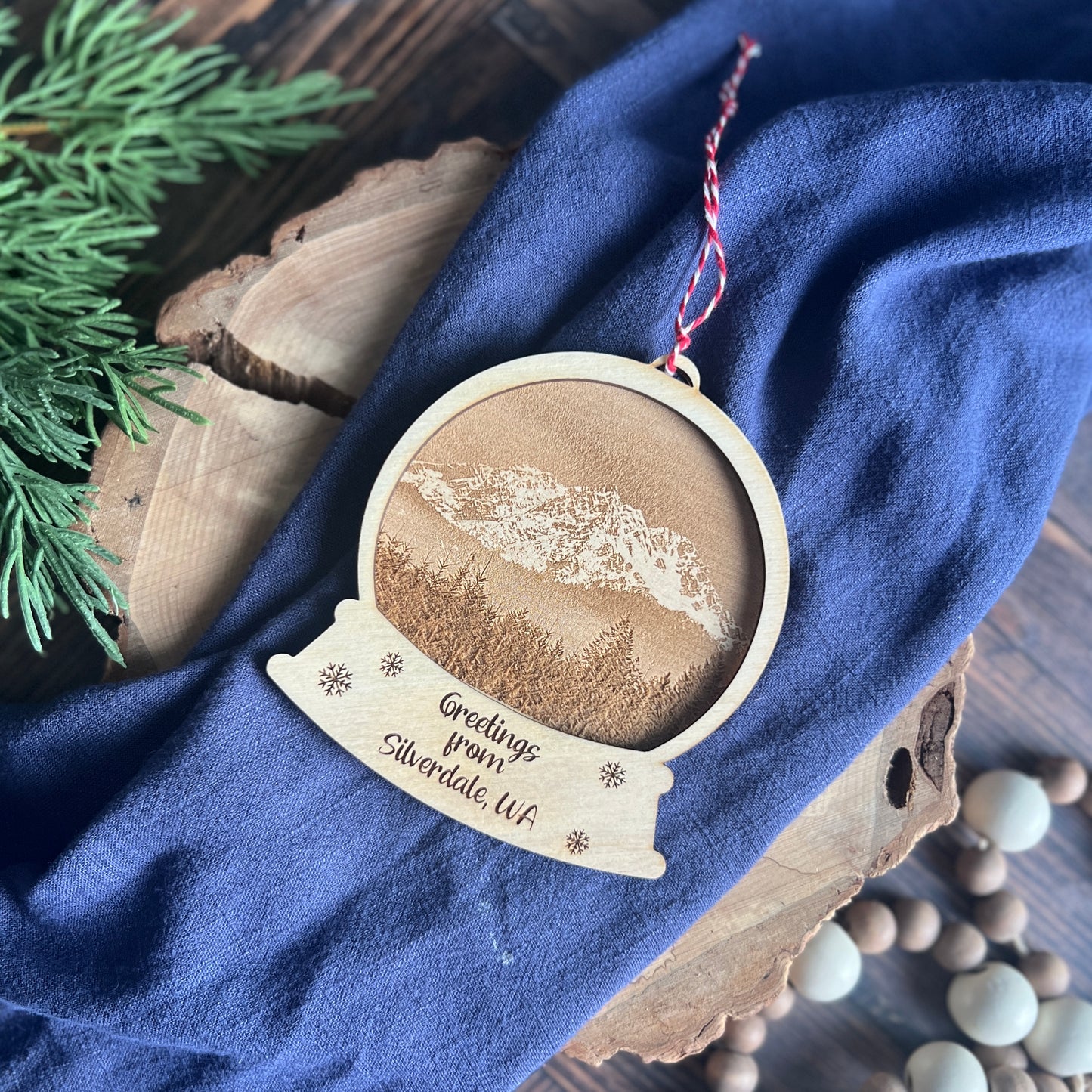 Pacific Northwest Photo Engraved Snow Globes Ornaments