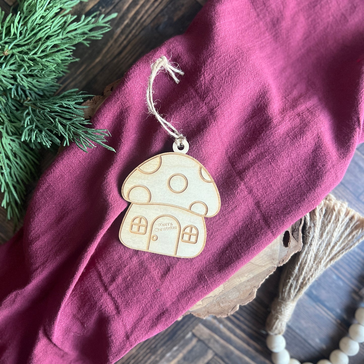 Mushroom Merry Christmas Ornament