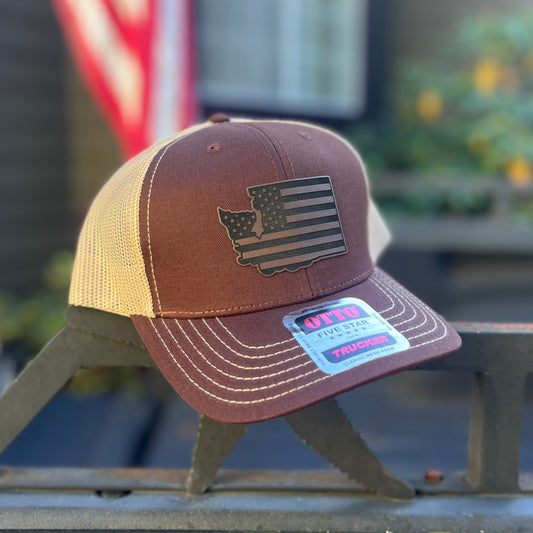 Washington American Flag Brown/Khaki Otto Classic Fit Trucker Hat