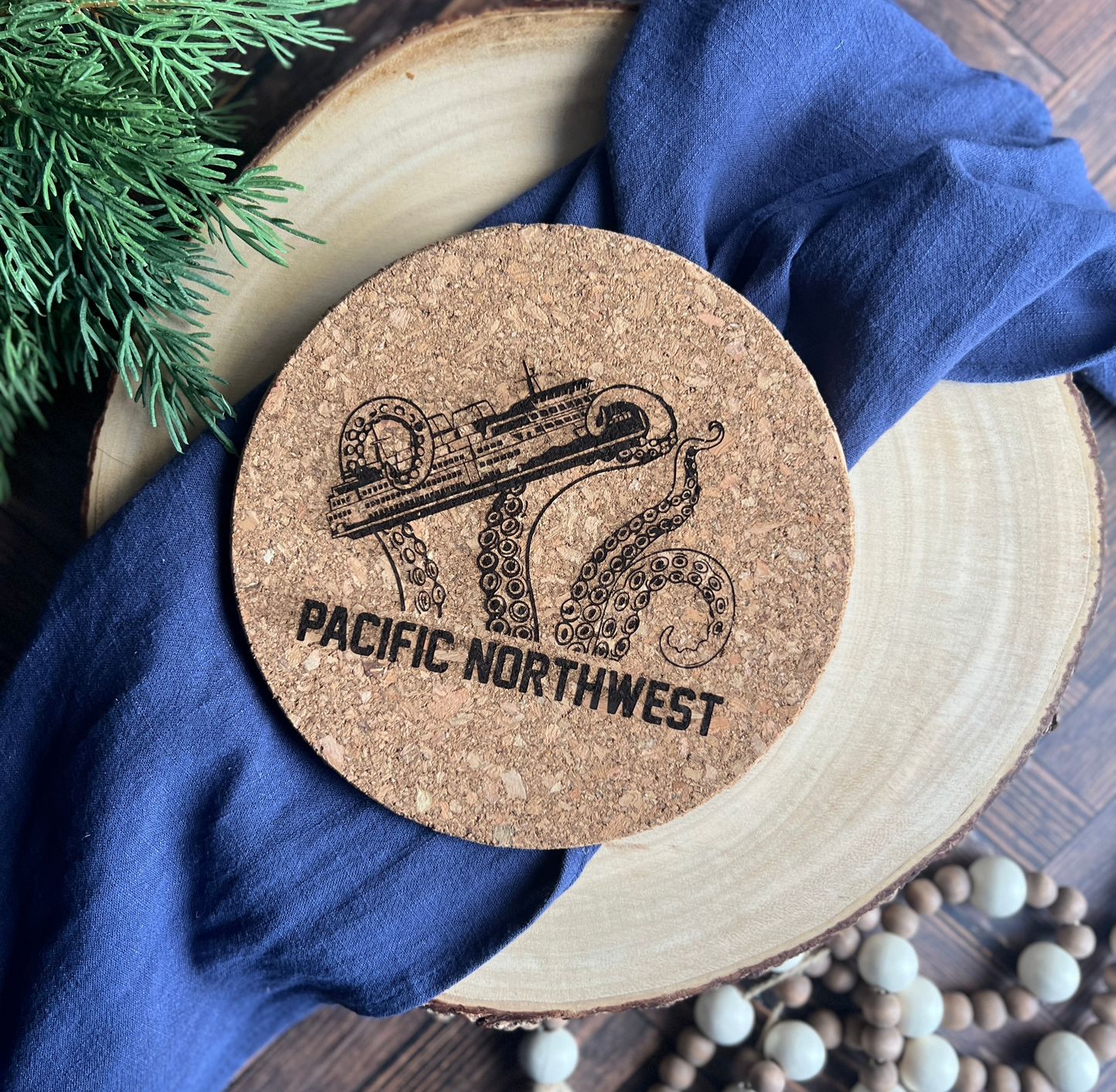 Pacific Northwest Kraken Cork Trivet