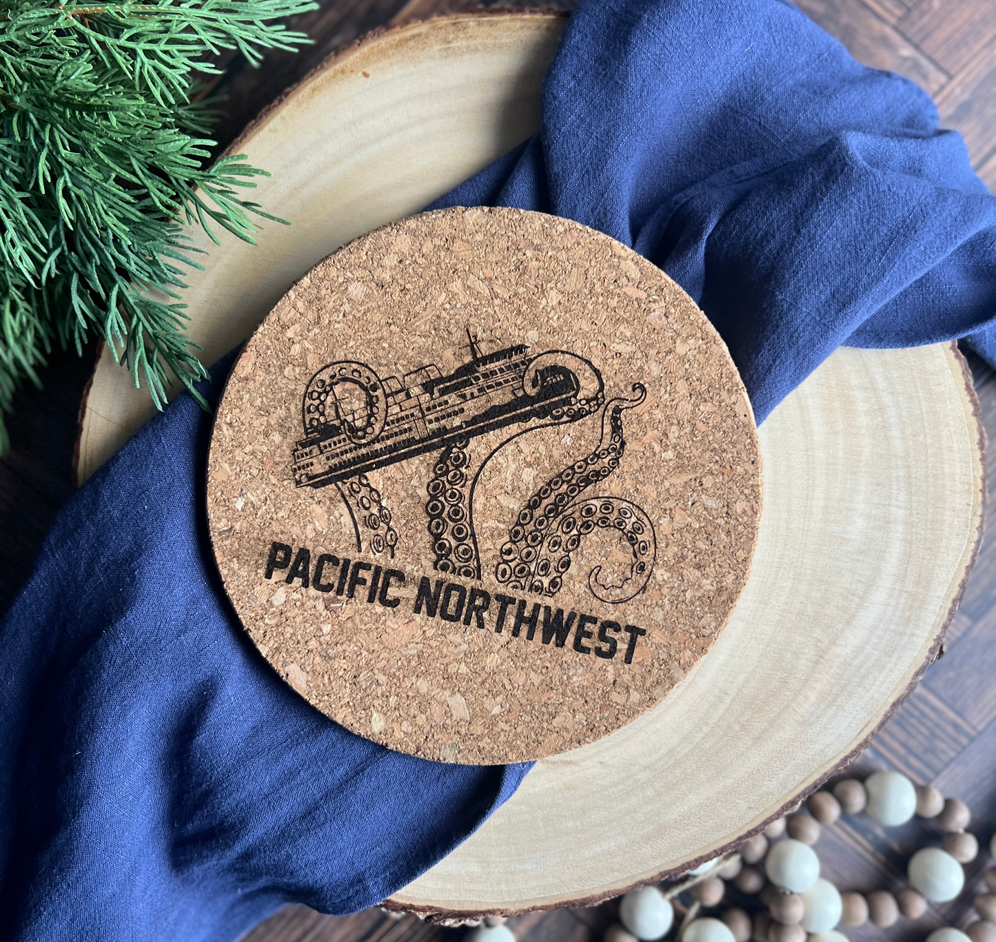 Pacific Northwest Kraken Cork Trivet