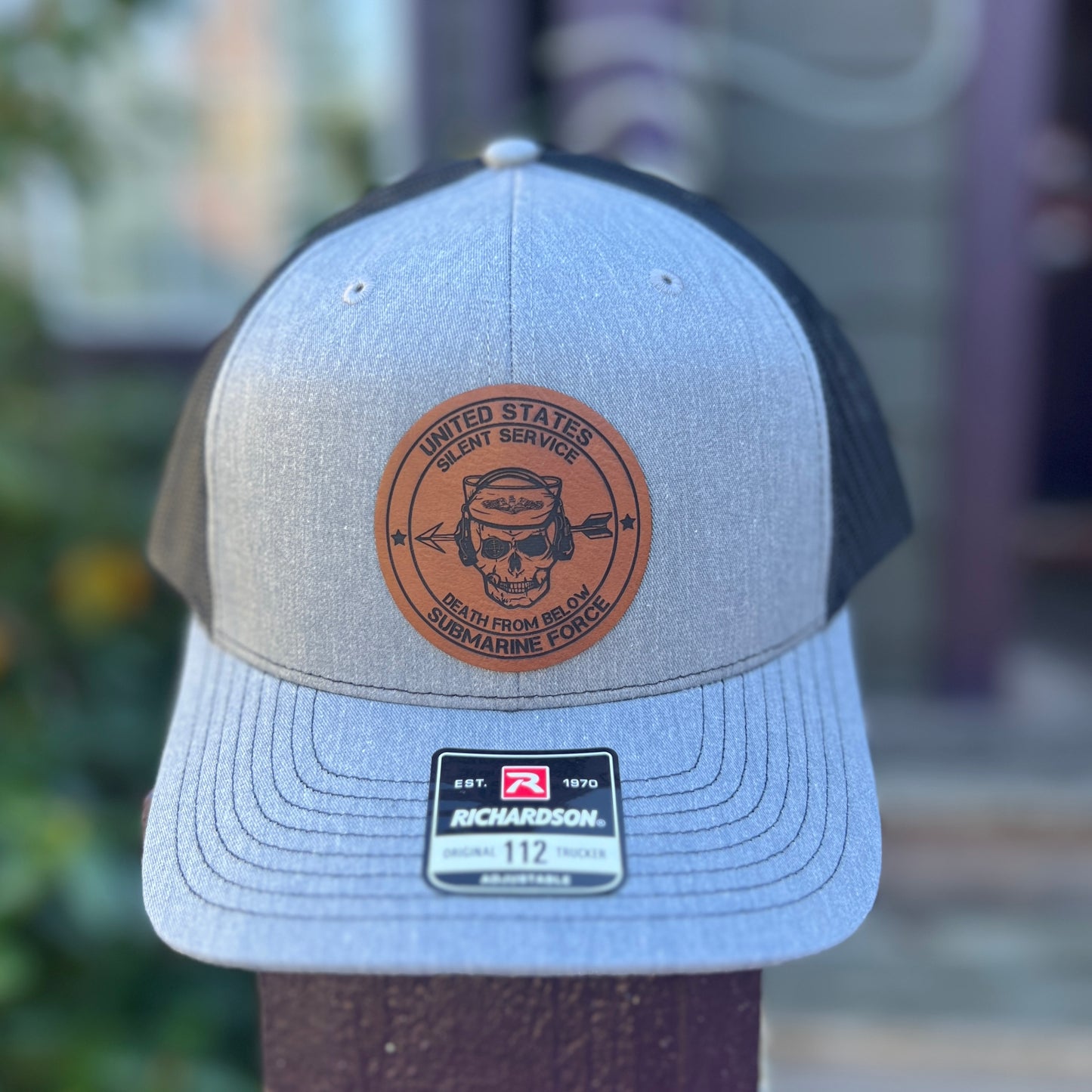 United States Submarine Force Silent Service Death From Below Heather Grey/Black Richardson 112 Trucker Hat