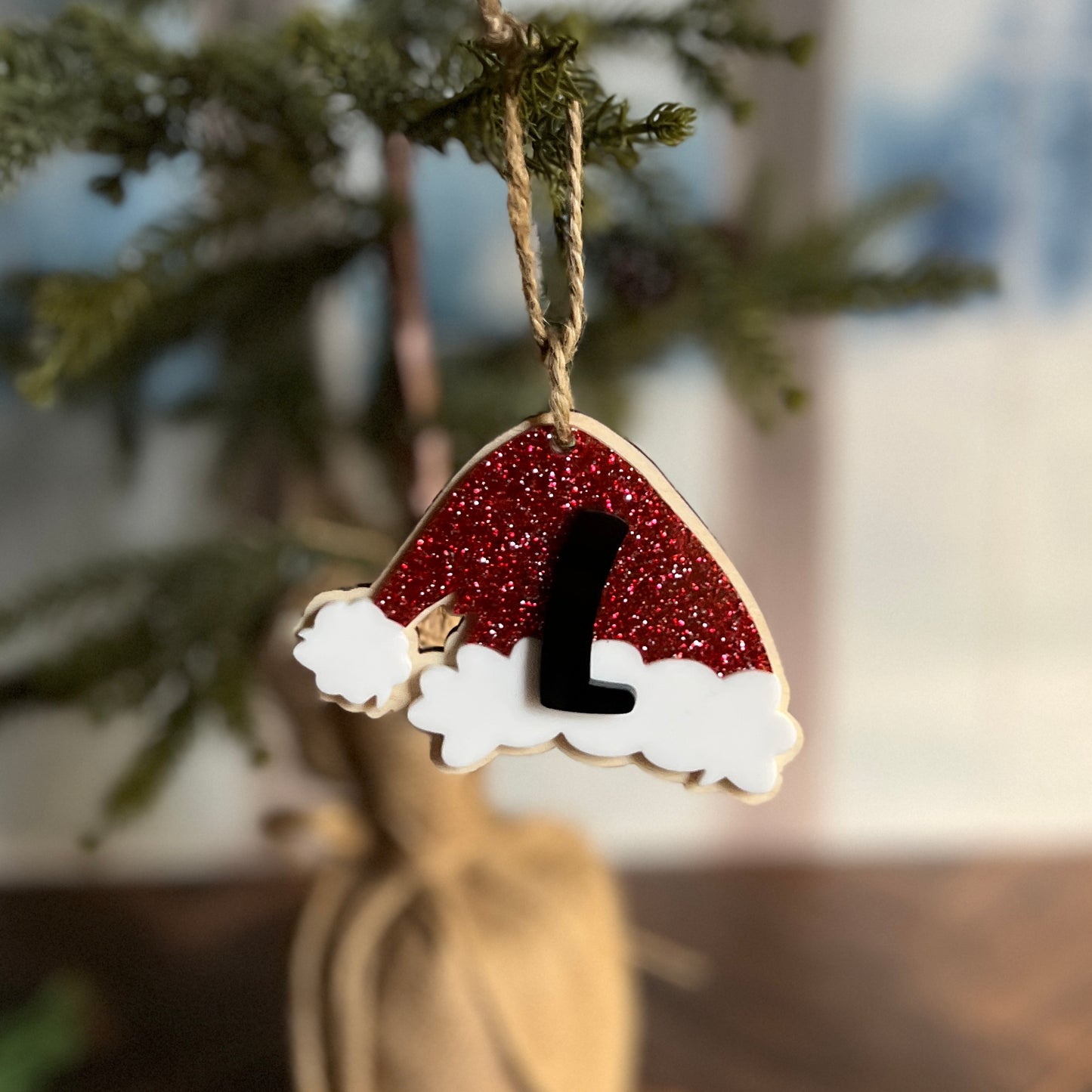 Christmas Monogram Santa Hat Ornament