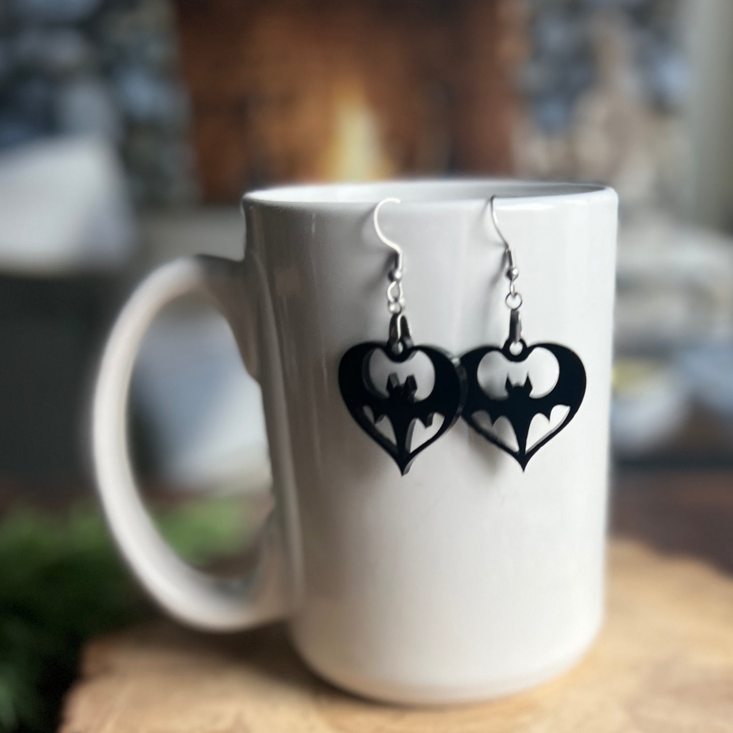 Bat in a Heart Earrings