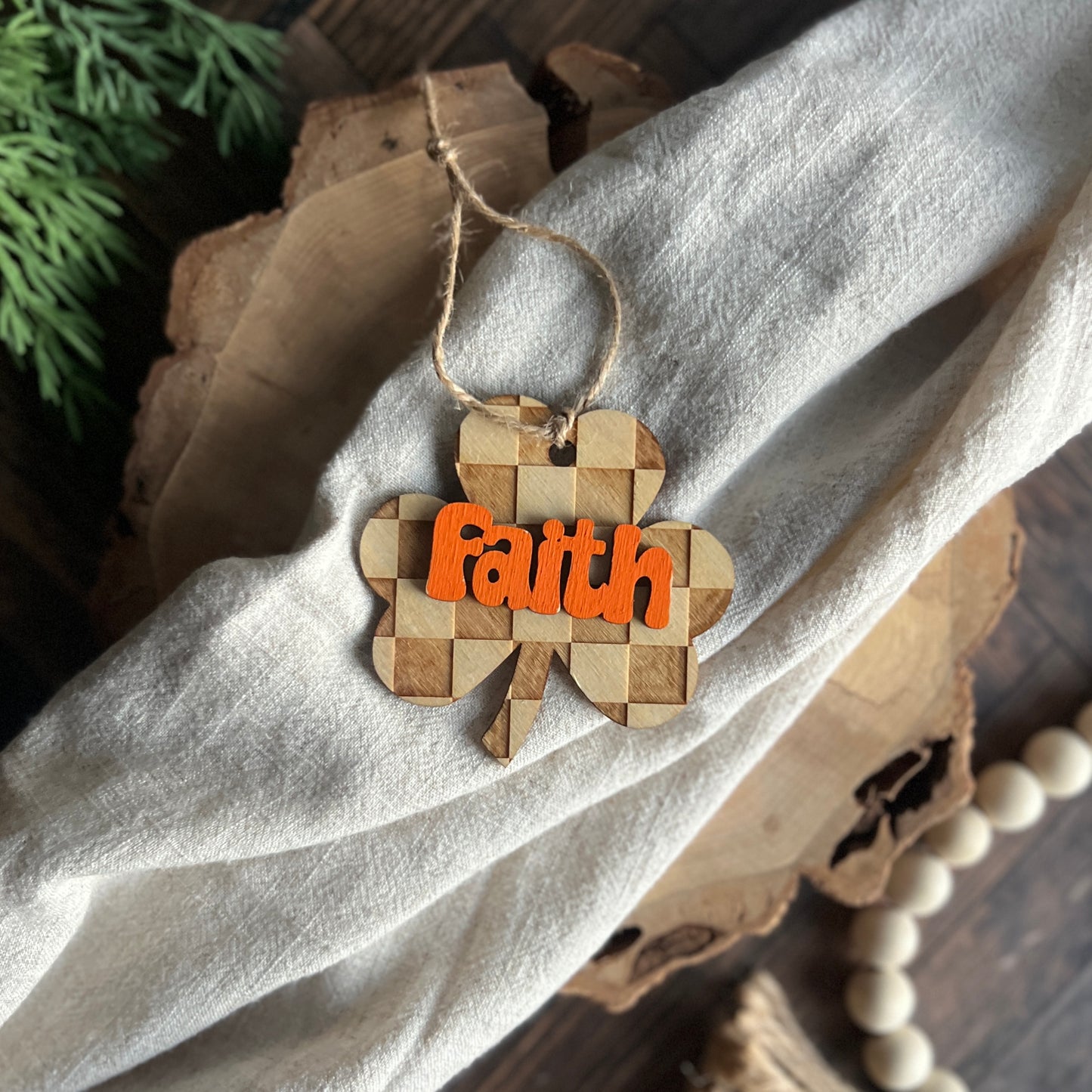 Personalized Checkered Shamrock Tags