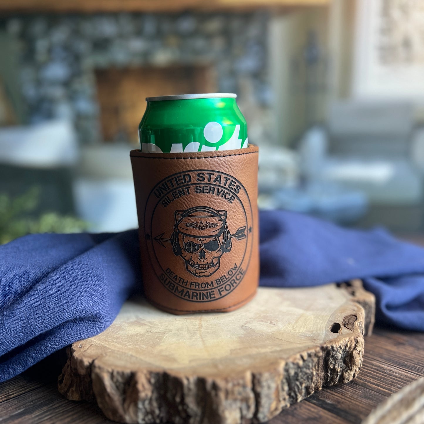 United States Submarine Force Silent Service Death From Below Leatherette Can Cooler