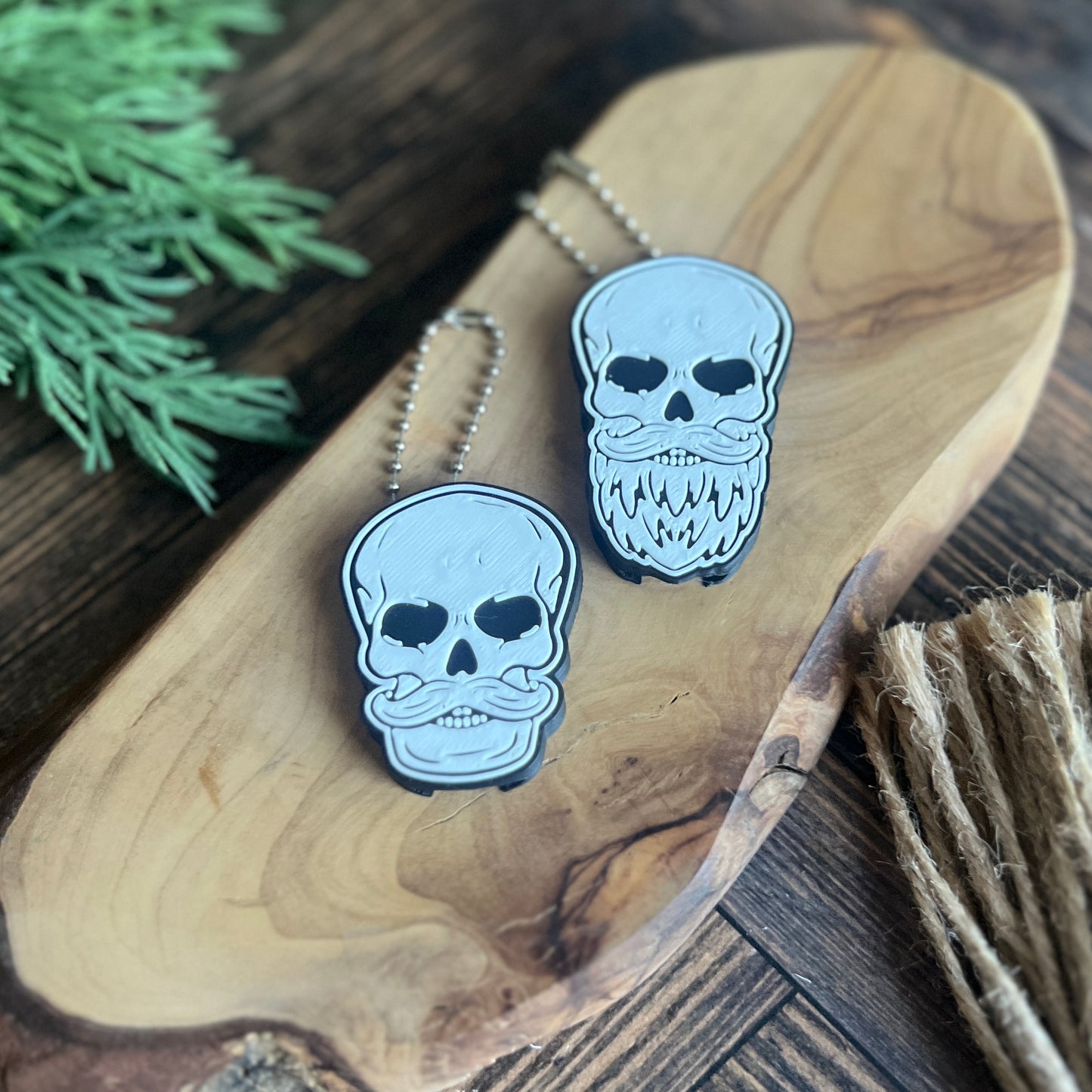 Mustache and Bearded Skull Soda Can Opener Keychain