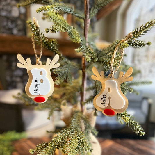 Retro Reindeer Name Ornament