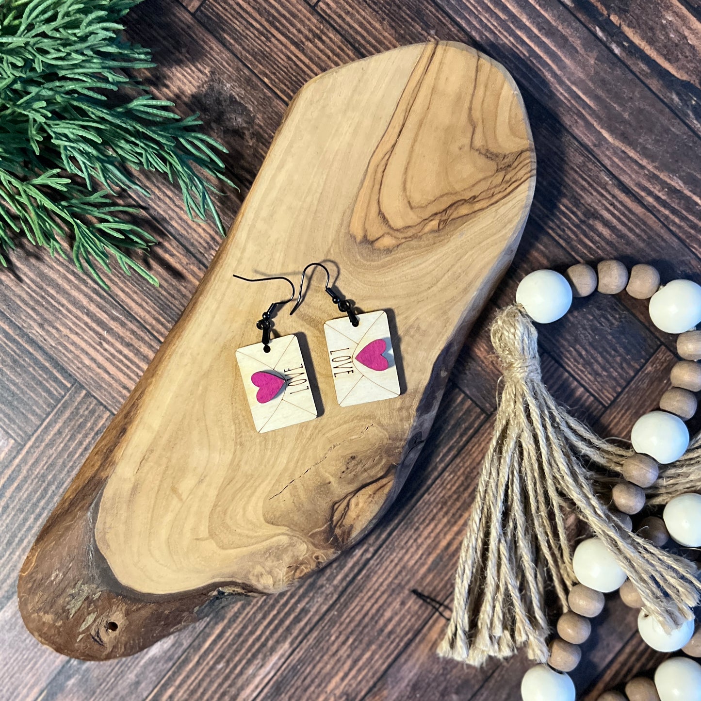 Heart Envelope Dangle Earrings