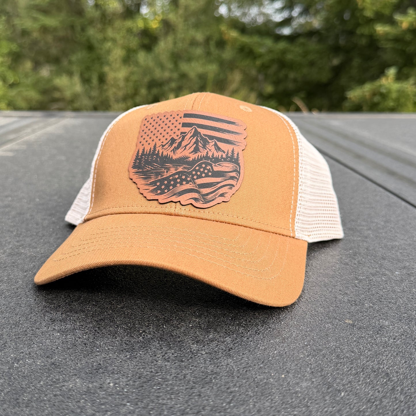 Patriotic Mountain Freedom Carmel/Khaki Infinity Trucker Hat