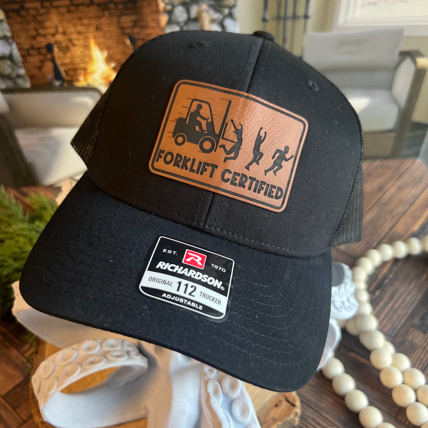 Forklift Certified 112 Richardson Black Trucker Hat