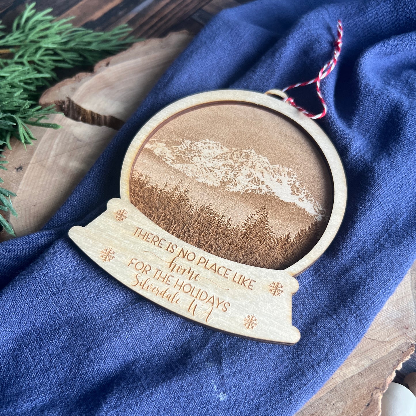 Pacific Northwest Photo Engraved Snow Globes Ornaments