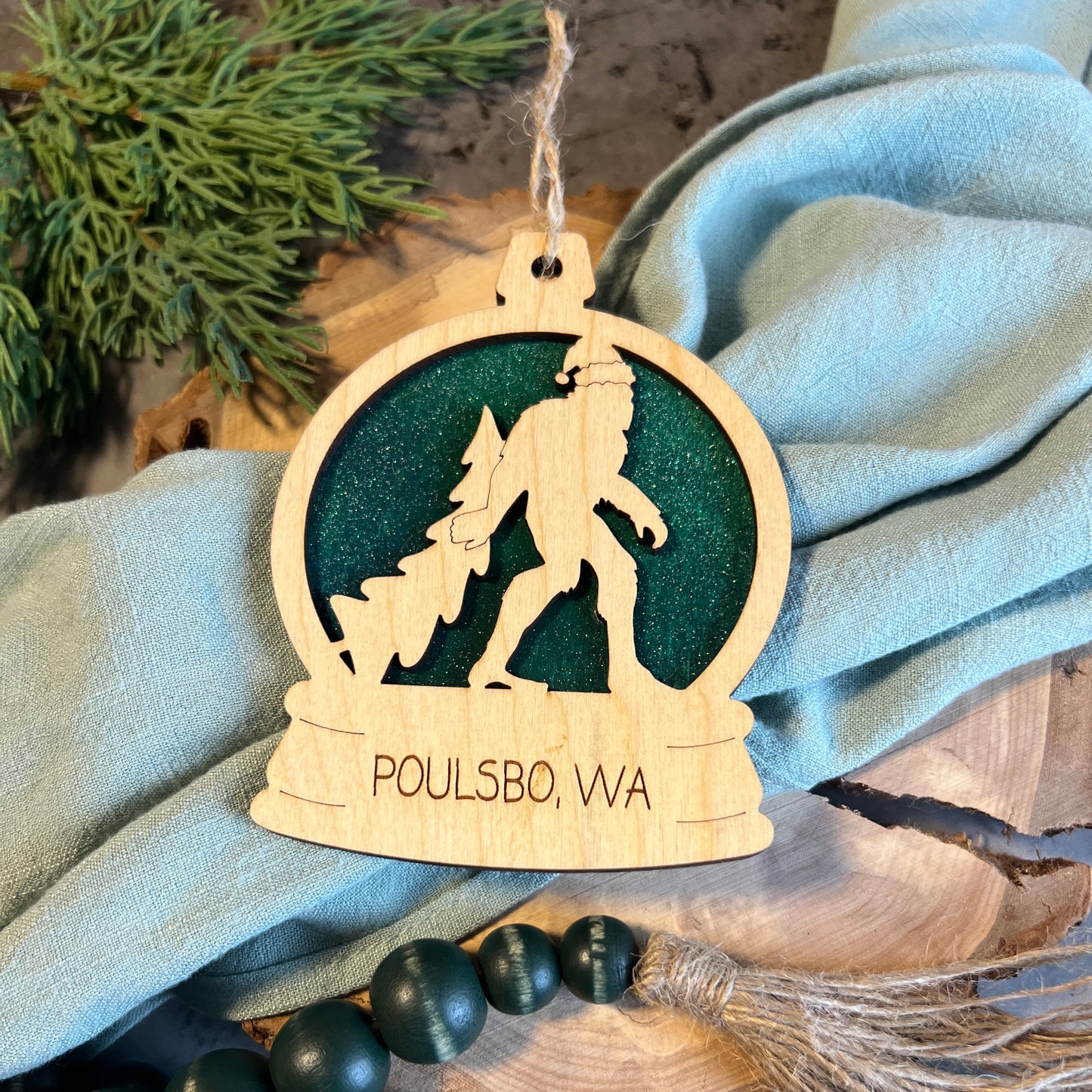 Bigfoot Snow Globe Ornament