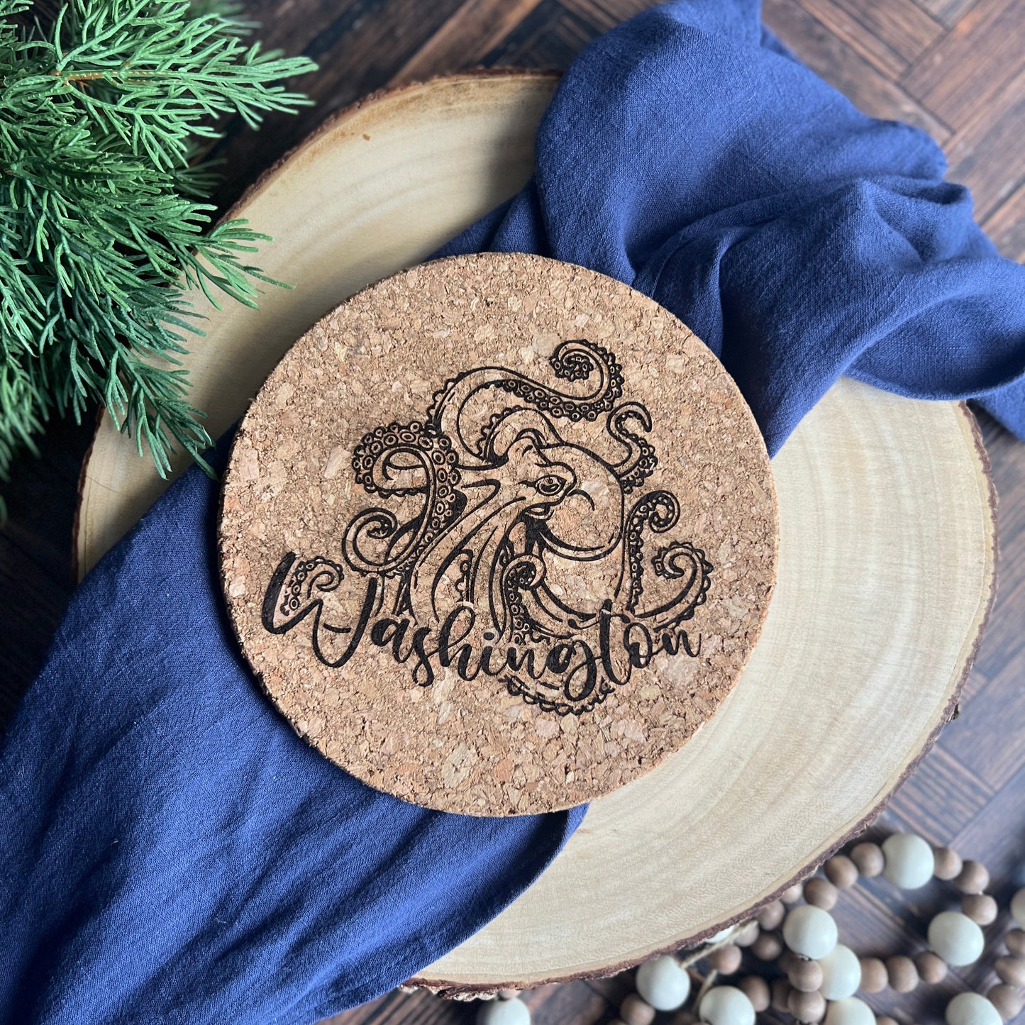 Pacific Northwest Kraken Cork Trivet