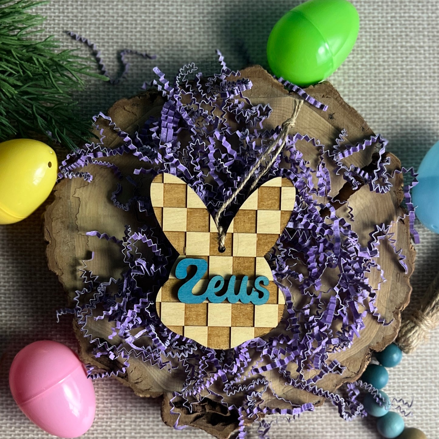 Checkered Bunny Tag
