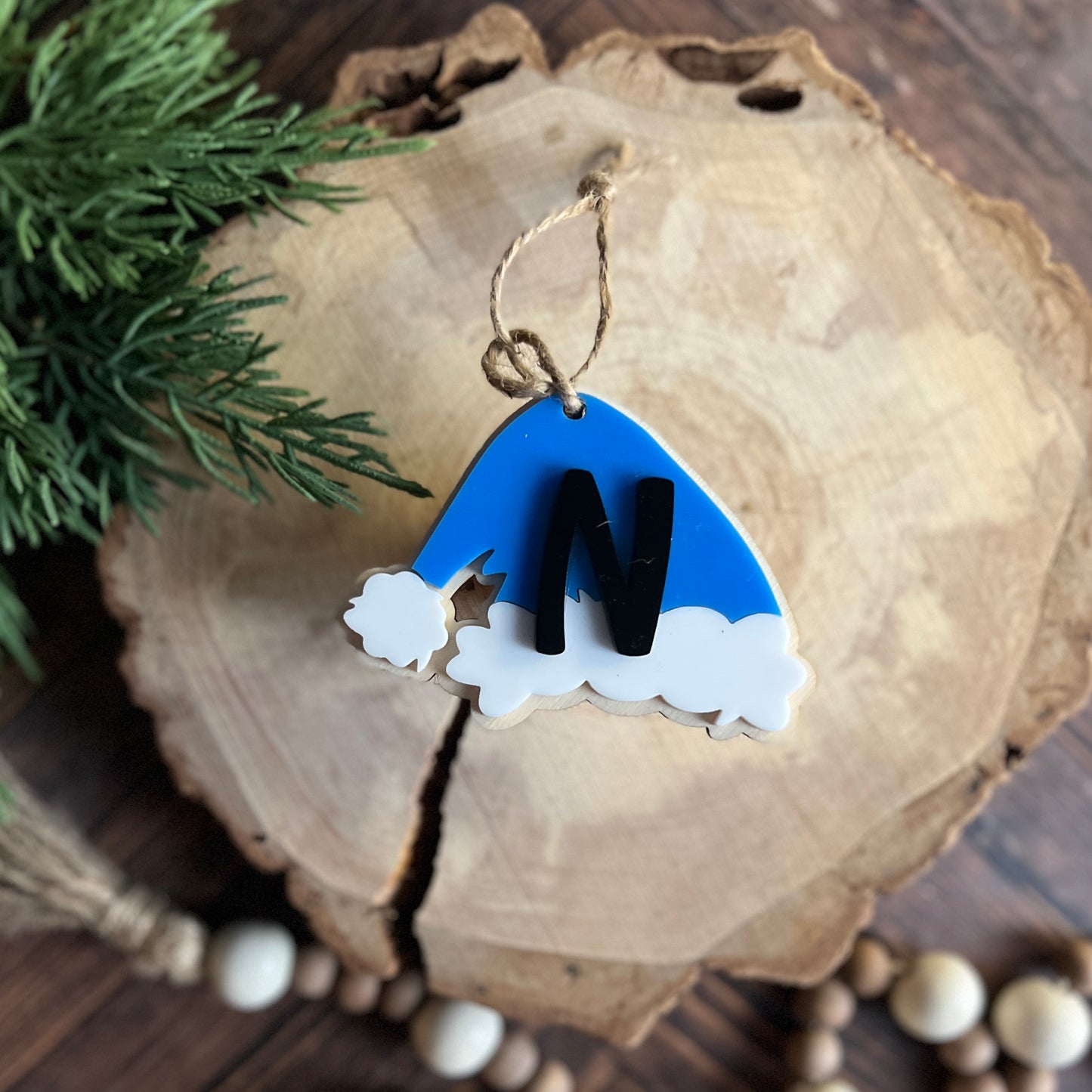 Christmas Monogram Santa Hat Ornament