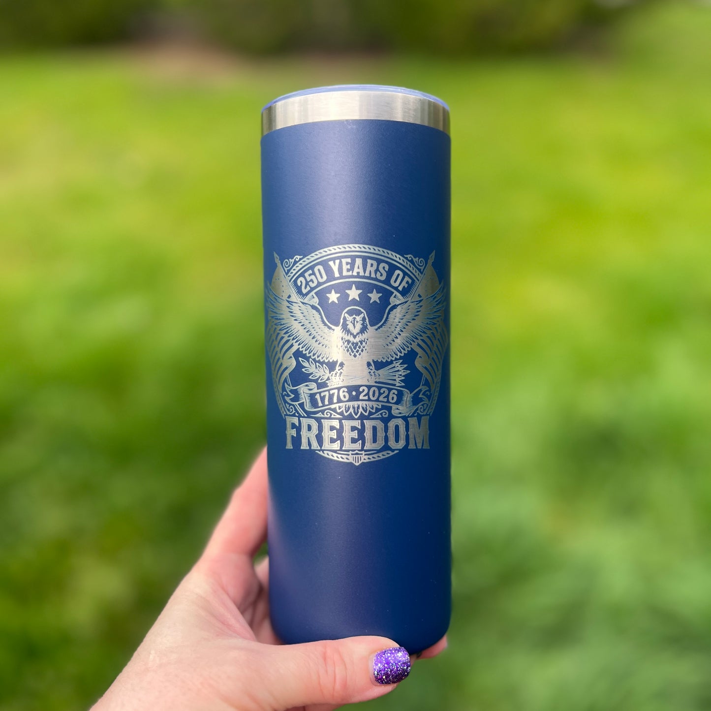250th Anniversary USA Tumbler 20 oz Laser Engraved Patriotic Cup America