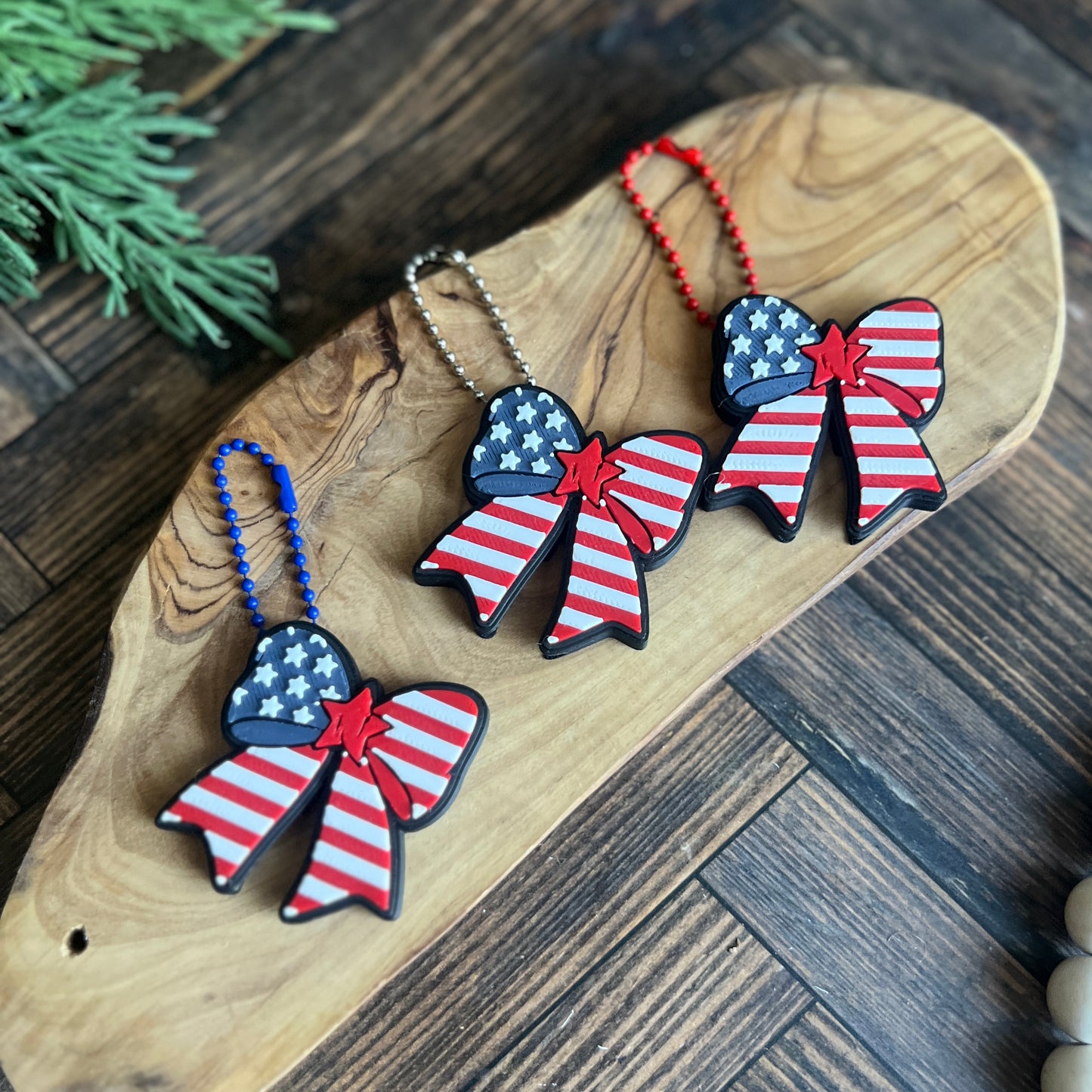 Patriotic Bow Soda Can Opener Keychain