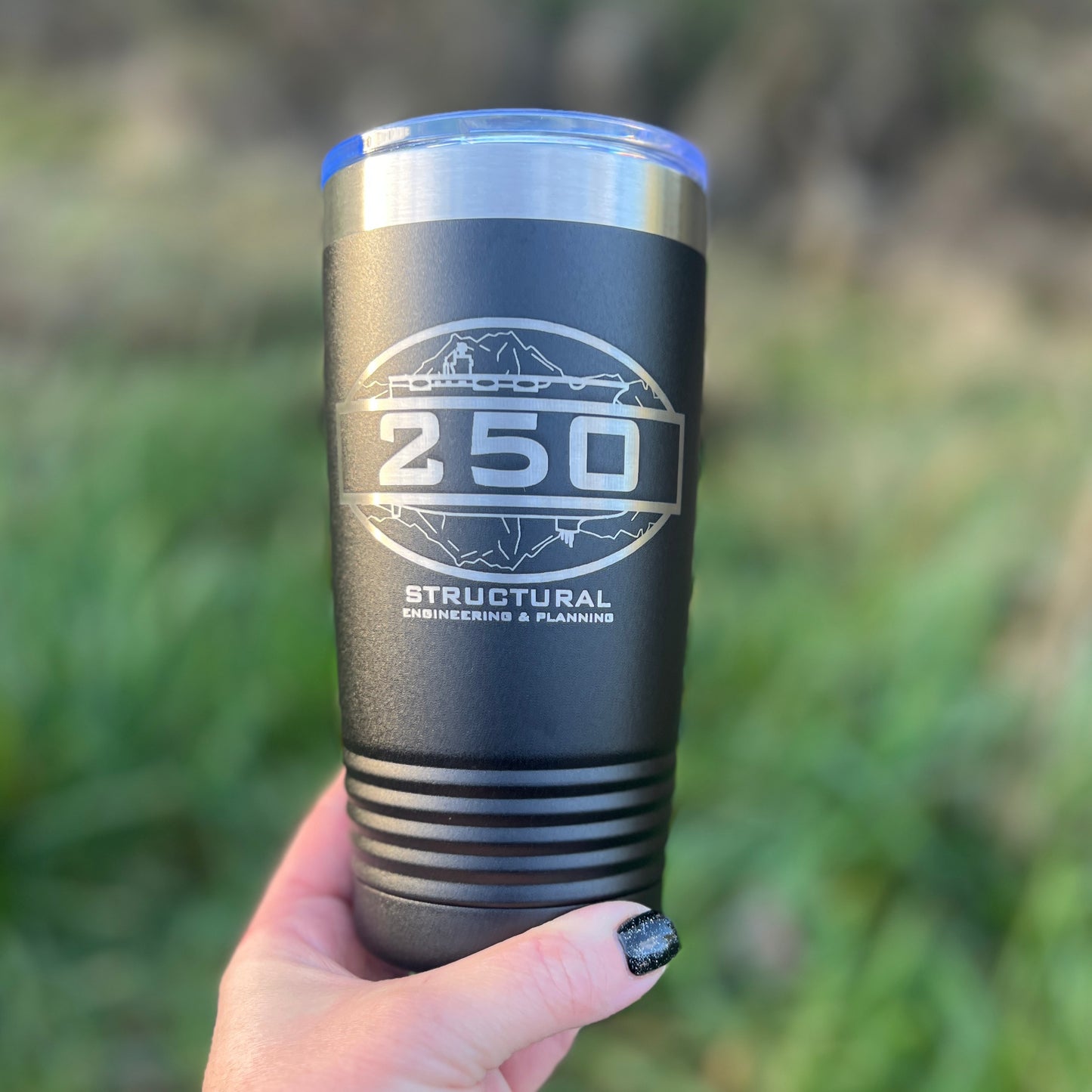 Code 250 Laser Engraved Travel Coffee Tumbler